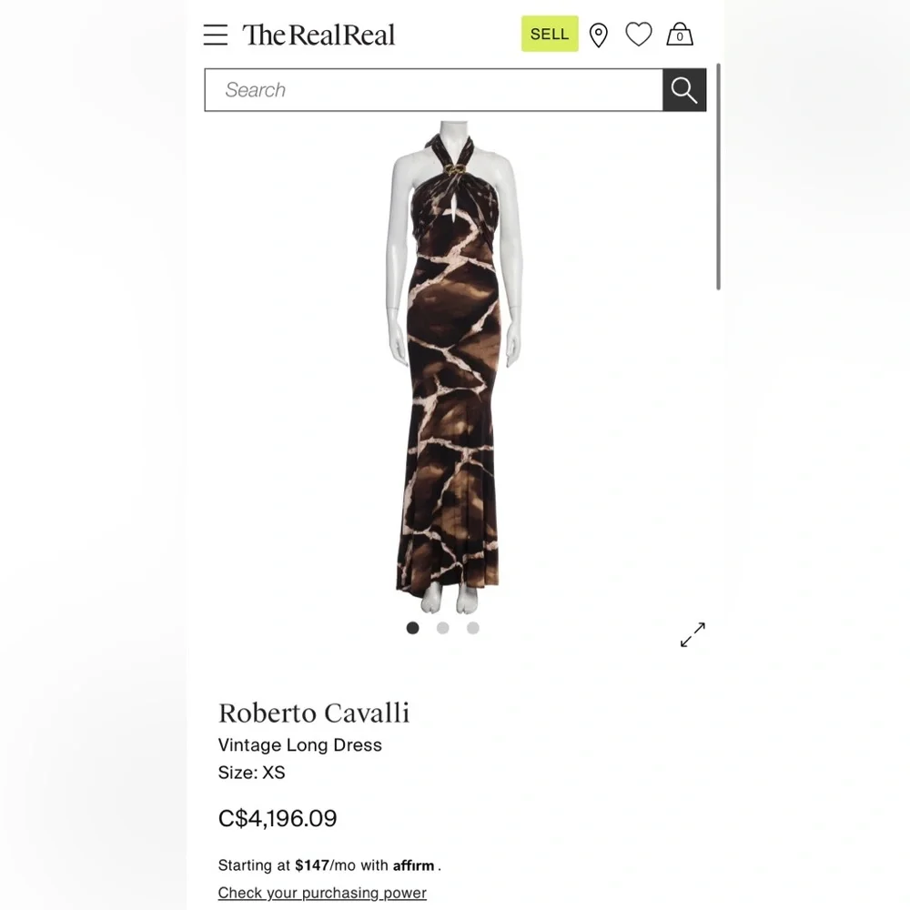Roberto Cavalli Silk Animal Print Halter Gown with Snake Brooch – Size XS - Picture 17 of 17